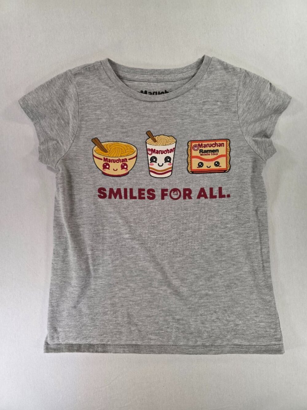 Maruchan Ramen Noodle Soup Graphic Girls T-Shirt Gray Large